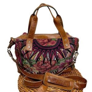 Nena & Co OOAC Weekender Bag Leather /Textile Purse Slouch Tote Travel Guatemala